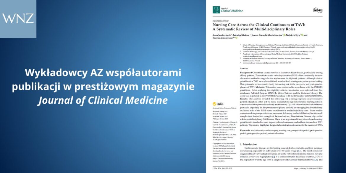 Wykładowcy AZ współautorami publikacji w prestiżowym magazynie Journal of Clinical Medicine
