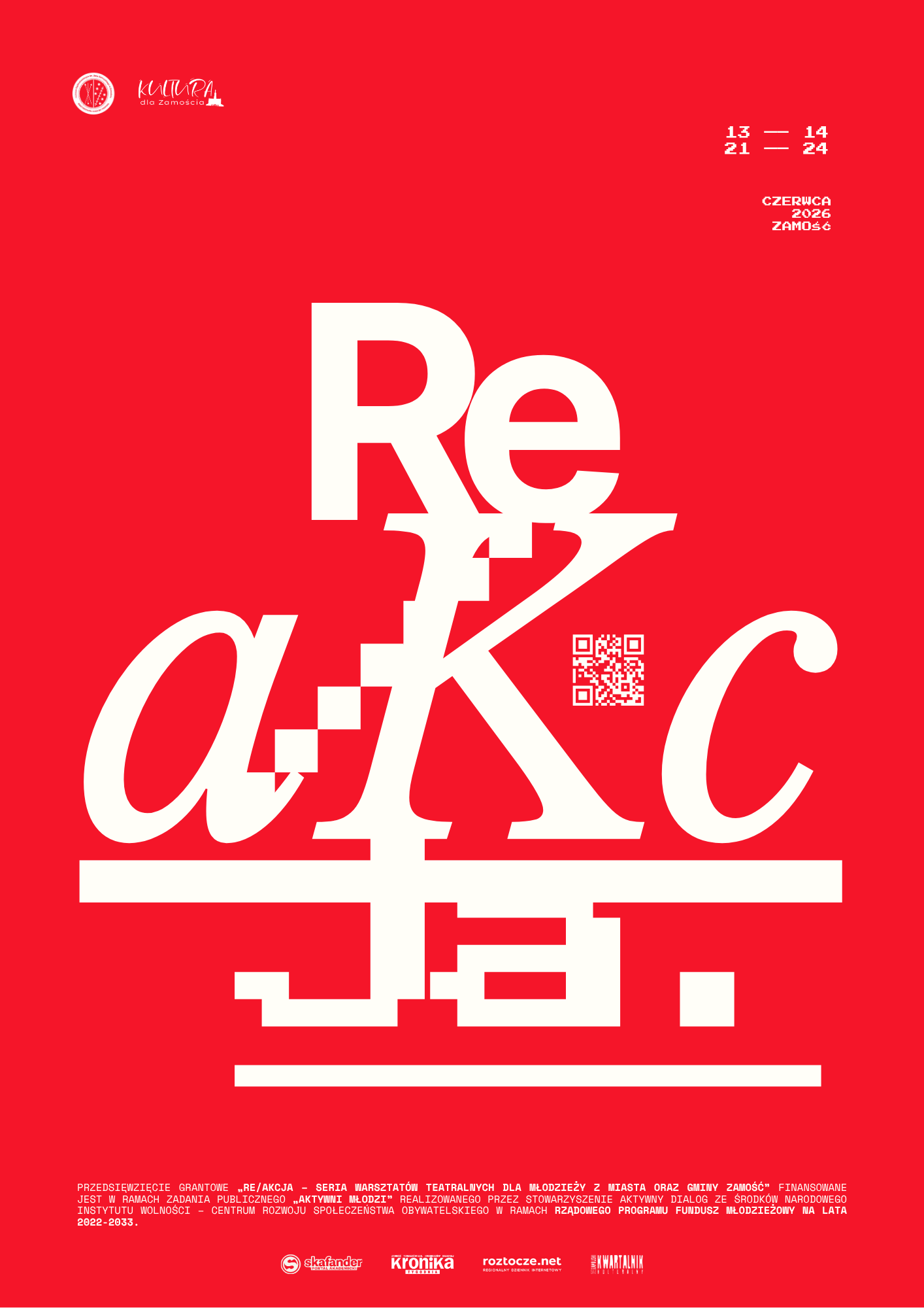 „RE/AKCJA” – bezpłatne warsztaty teatralne dla młodzieży w Zamościu!