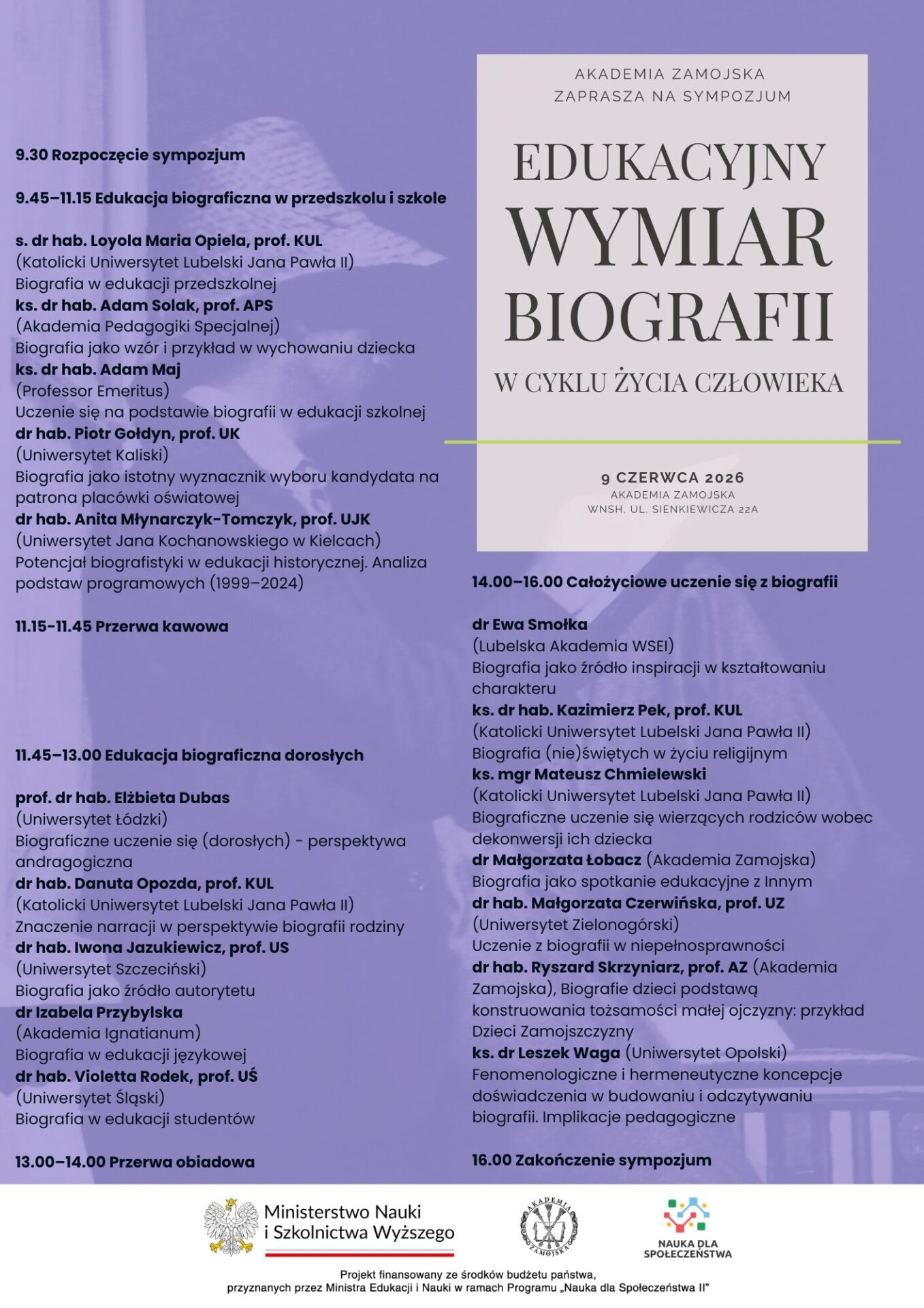 AZ zaprasza na sympozjum naukowe „Edukacyjny wymiar biografii w cyklu życia człowieka”