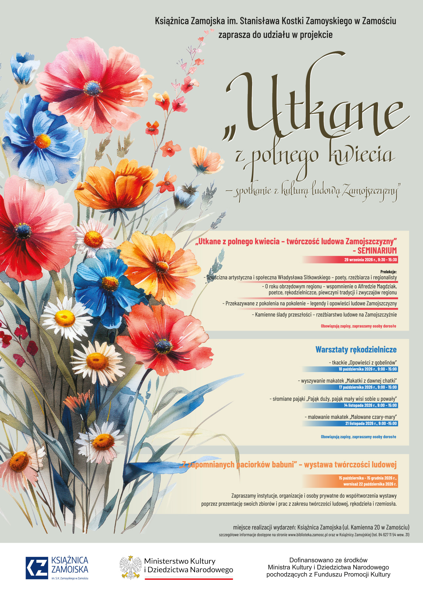 Książnica Zamojska realizuje projekt „Utkane z polnego kwiecia – spotkanie z kulturą ludową Zamojszczyzny”