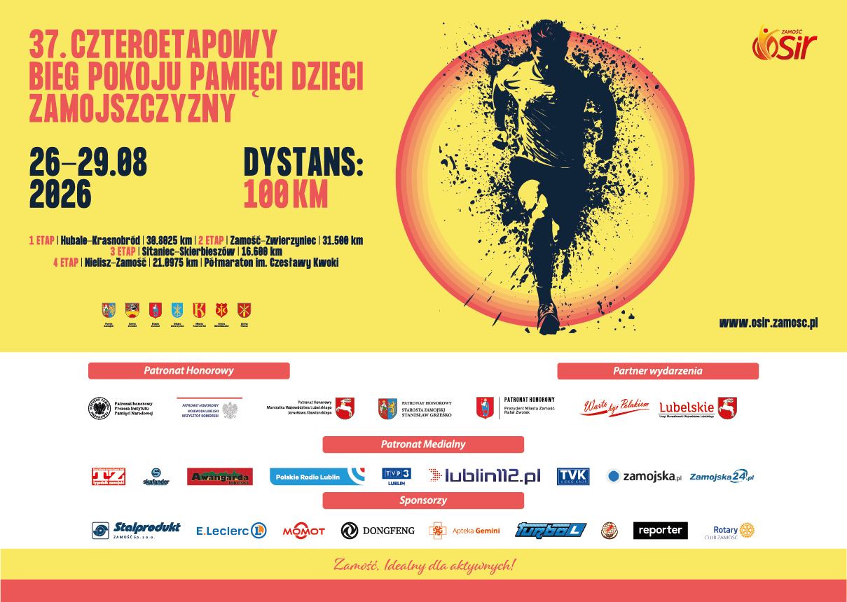 Jutro startuje 37. Czteroetapowy Bieg Pokoju Pamięci Dzieci Zamojszczyzny (PROGRAM)