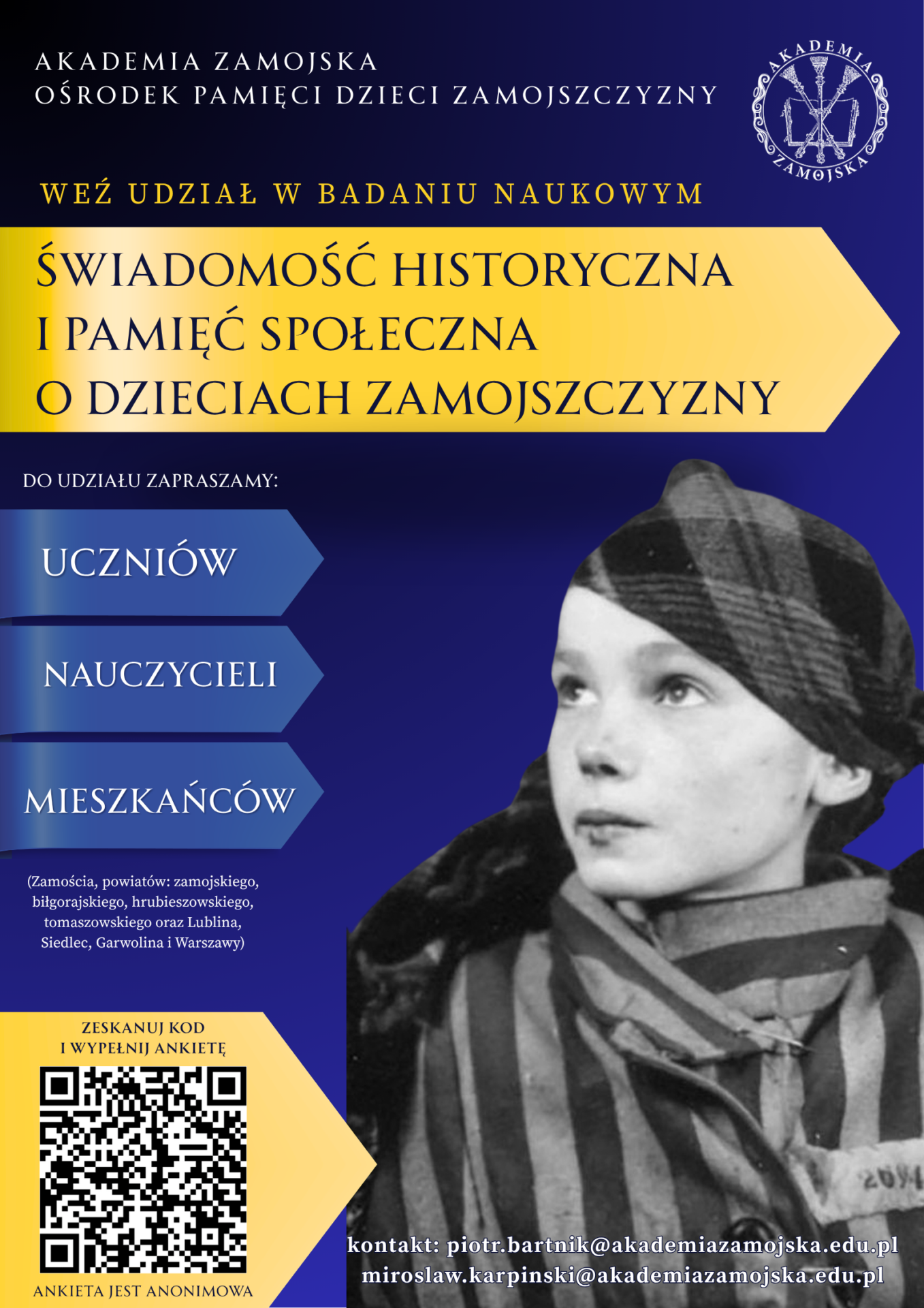 Akademia Zamojska rozpoczęła badania ankietowe o pamięci historycznej dotyczące Dzieci Zamojszczyzny